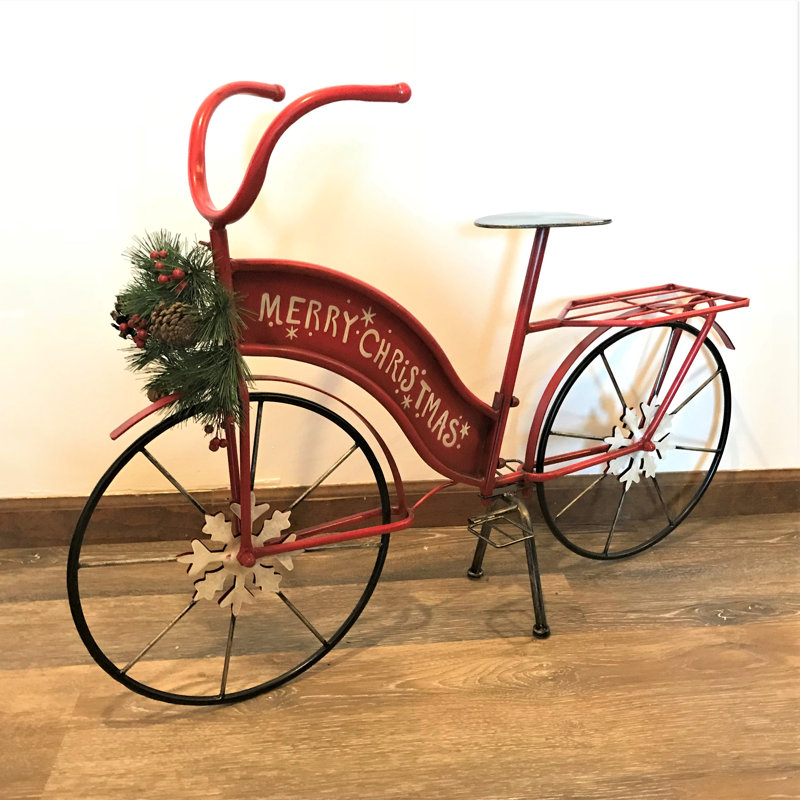 The Holiday Aisle® Merry Christmas Bicycle with Wreath and LED Lights
